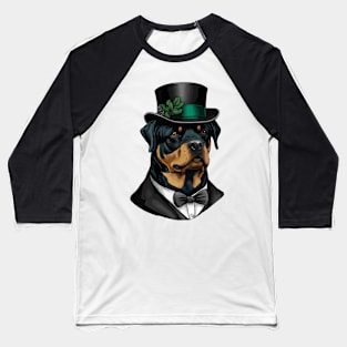 Rottweiler Funny Top Hat Baseball T-Shirt